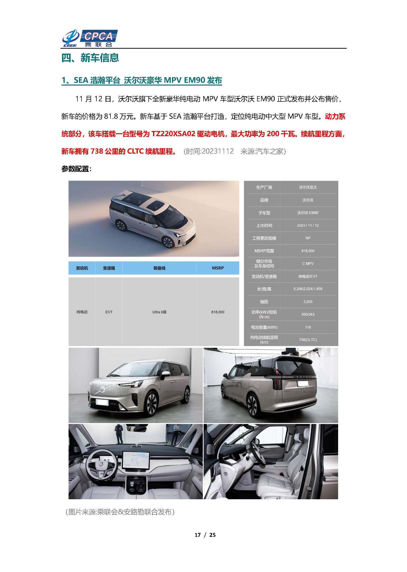 【新能源周报】乘联会新能源汽车行业信息周报(2023年11月13日-11月19日)