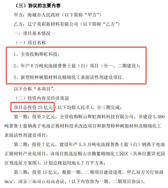 美联新材料与辽宁海城市签署投资促进协议