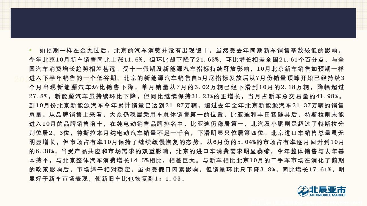 【地方市场】2023年10月份北京汽车市场分析