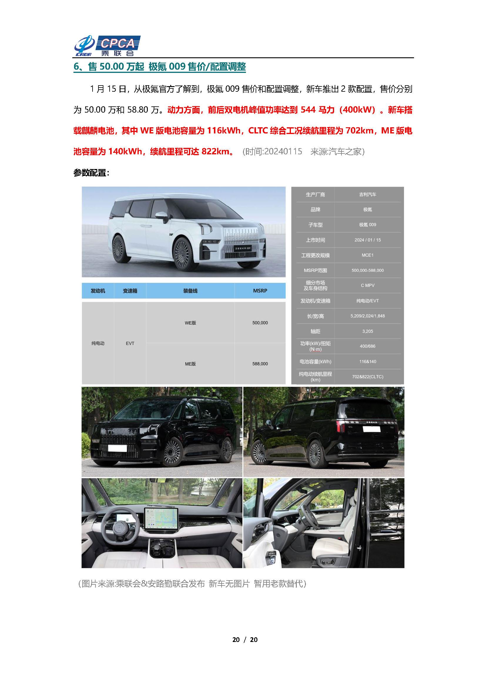 【新能源周报】乘联会新能源汽车行业信息周报(2024年1月8日-1月14日)