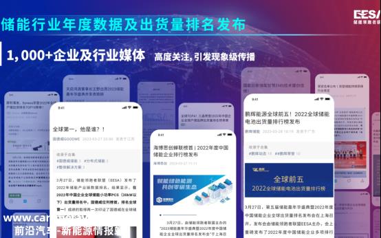 第六届储能嘉年华暨2023年中国储能企业全球出货量排名发布会