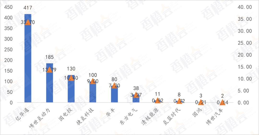 023年中国燃料电池汽车销量排行榜'